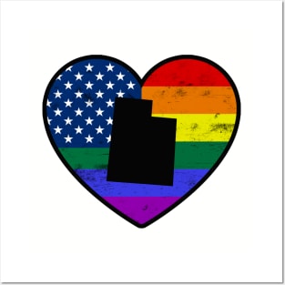 Utah United States Gay Pride Flag Heart Posters and Art